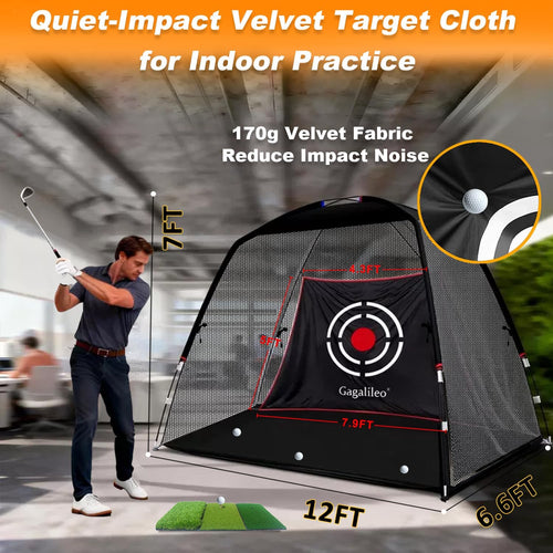 Golf Net: Backyard Driving Real Golf Ball Practice Hitting Training by Turf Mat Target Indoor Outdoor Chipping Swing Gift for Golfers Dad Husband Men